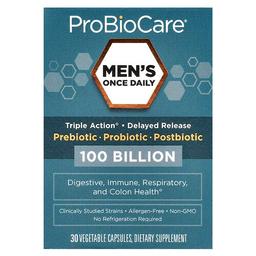 프로바이오케어 ProBioCare, 매일 한 번 복용하는 남성용 프리바이오틱, 프로바이오틱, 포스트바이오틱, 1,000억, 베지 캡슐 30정