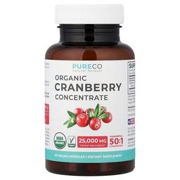 퓨어 코 Pure Co., 유기농 크랜베리 농축물, 500mg, 베지 캡슐 60정