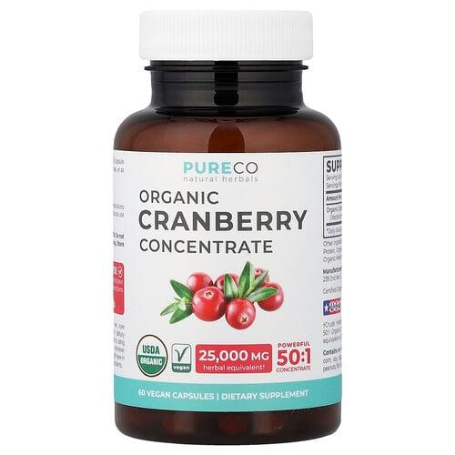 퓨어 코 Pure Co., 유기농 크랜베리 농축물, 500mg, 베지 캡슐 60정