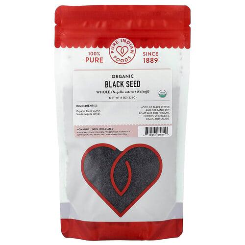 퓨어 인디안 푸드 Pure Indian Foods, 유기농 블랙씨드, 통맛, 226g(8oz)