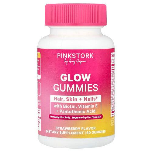 핑크 스토크 Pink Stork, Glow Gummies, 딸기 맛, 구미젤리 60개 상품 이미지