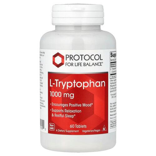프로토콜 포 라이프 발란스 Protocol for Life Balance, l-트립토판, 1,000mg, 60정