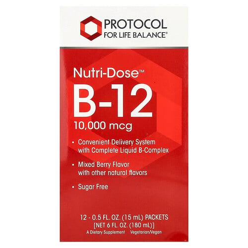 프로토콜 포 라이프 발란스 Protocol for Life Balance, Nutri-Dose™ B-12, 믹스 베리, 12팩, 각 15ml(0.5fl oz)