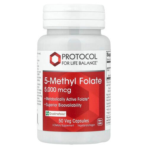 프로토콜 포 라이프 발란스 Protocol for Life Balance, 5-메틸 엽산, 5,000mcg, 베지 캡슐 50정 상품 이미지