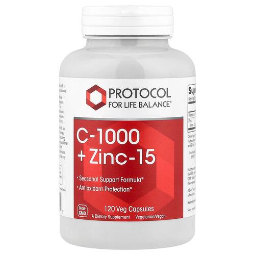 프로토콜 포 라이프 발란스 Protocol for Life Balance, C-1000 + 아연-15, 베지 캡슐 120정 상품 이미지