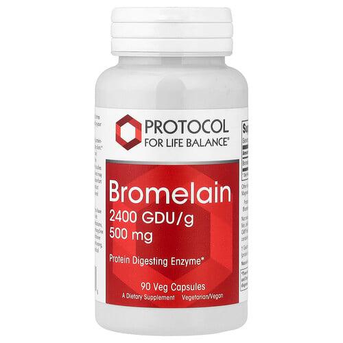 프로토콜 포 라이프 발란스 Protocol for Life Balance, 브로멜라인, 500mg, 베지 캡슐 90정