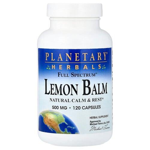 플랜터리 허벌 Planetary Herbals, Full Spectrum™ 레몬밤, 500mg, 캡슐 120정