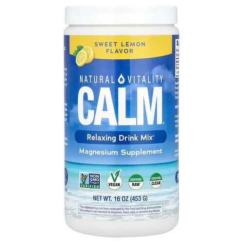 네츄럴 바이탈리티 Natural Vitality, CALM®, 릴랙싱 드링크 믹스, 스위트 레몬, 453g(16oz) 상품 이미지