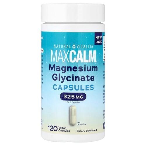 네츄럴 바이탈리티 Natural Vitality, MAXCALM®, 마그네슘 글리신산, 베지 캡슐 120정(캡슐 1정당 108mg) 상품 이미지