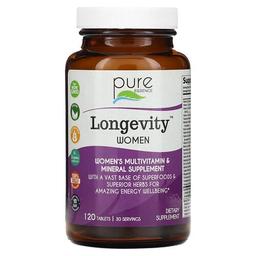 퓨어 에센스 Pure Essence, Longevity 여성용, 여성용 종합비타민 및 미네랄 보충제, 120정