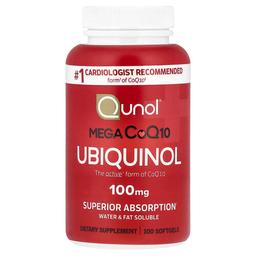 퀴놀 Qunol, 메가 CoQ10 유비퀴놀, 100mg, 소프트젤 100정