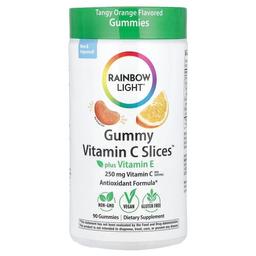 레인보우 라이트 Rainbow Light, Gummy Vitamin C 슬라이스™ 플러스 비타민E, 탠지 오렌지, 구미젤리 90개