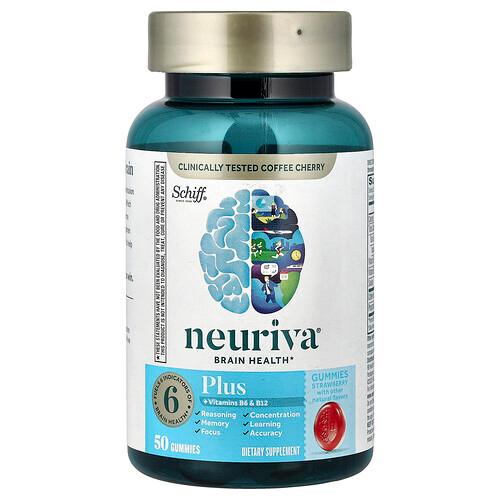 쉬프 Schiff, Neuriva® 두뇌 건강 구미젤리, 비타민B6 및 B12 함유, 딸기 맛, 구미젤리 50개 상품 이미지