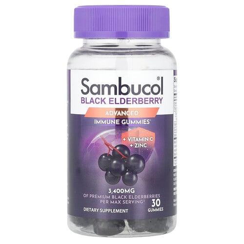 삼부콜 Sambucol, 블랙 엘더베리, 비타민C 및 아연 함유, 구미젤리 30개