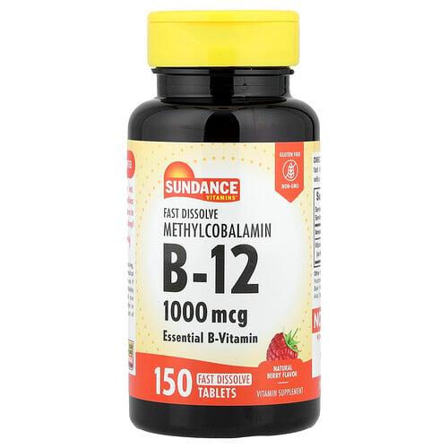 선댄스 비타민 Sundance Vitamins, 빠른 용해 메틸코발라민 B-12, 천연 베리, 1,000mcg, 빠른 용해 정제 150정