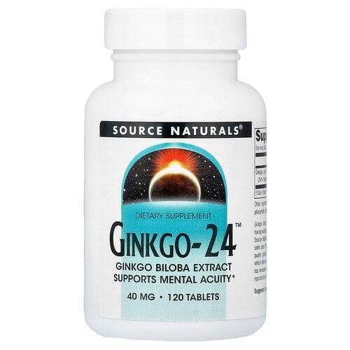 소스 네츄럴 Source Naturals, Ginkgo-24™, 40mg, 120정
