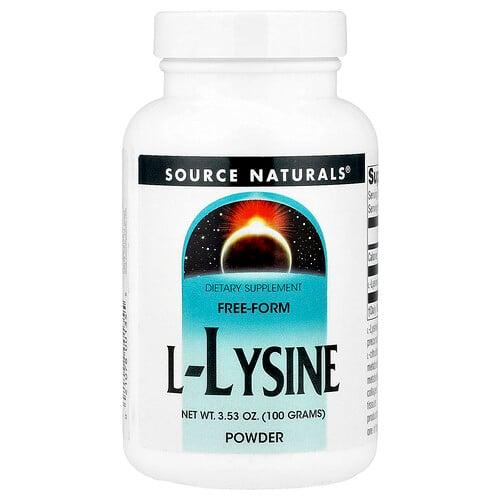 소스 네츄럴 Source Naturals, l-라이신 분말, 100g(3.53oz)