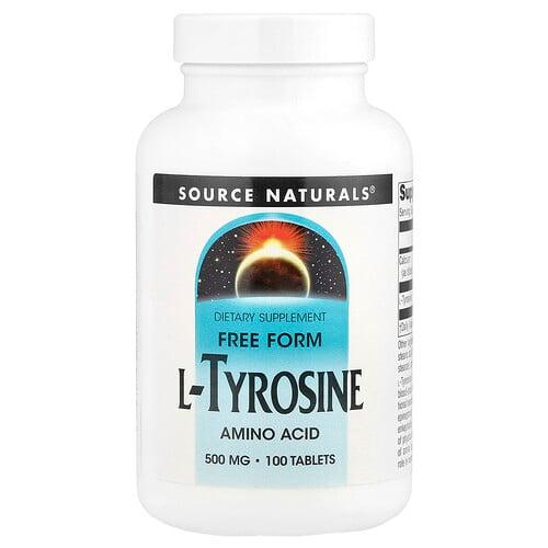 소스 네츄럴 Source Naturals, L-티로신, 500 mg, 100 타블렛