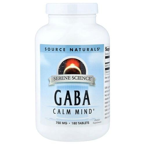 소스 네츄럴 Source Naturals, Serene Science®, GABA, 750mg, 180정