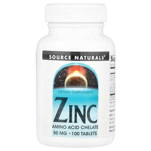 소스 네츄럴 Source Naturals, 아연, 50mg, 100정