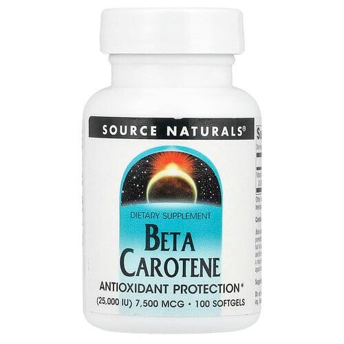 소스 네츄럴 Source Naturals, 베타카로틴, 7,500mcg(25,000IU), 소프트젤 100정 상품 이미지