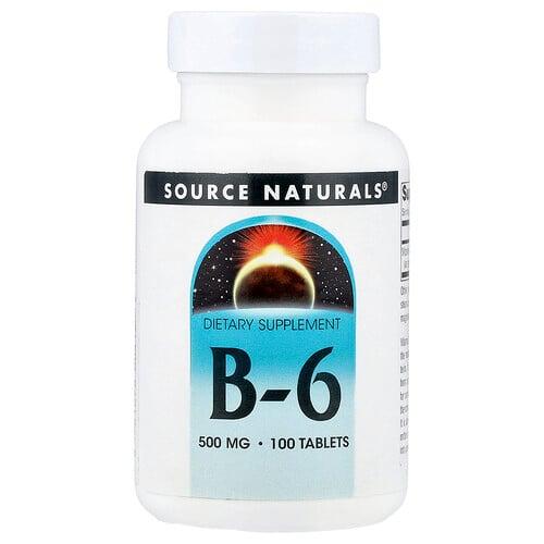 소스 네츄럴 Source Naturals, B-6, 500 ㎎, 100 정