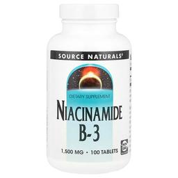 소스 네츄럴 Source Naturals, 나이아신아마이드 B-3, 1,500mg, 100정