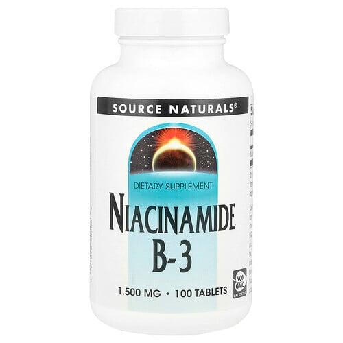 소스 네츄럴 Source Naturals, 나이아신아마이드 B-3, 1,500mg, 100정