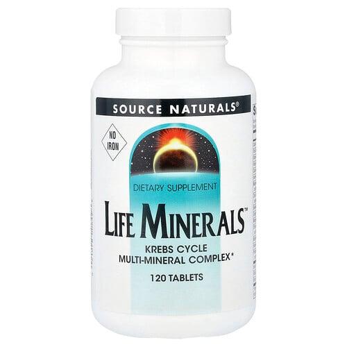소스 네츄럴 Source Naturals, Life Minerals™, 철분 무함유, 120정