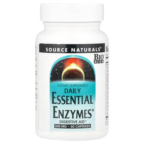 소스 네츄럴 Source Naturals, Daily Essential Enzymes®, 500mg, 캡슐 60정