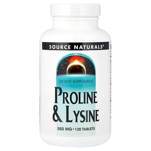 소스 네츄럴 Source Naturals, 프롤린 & 라이신, 120정