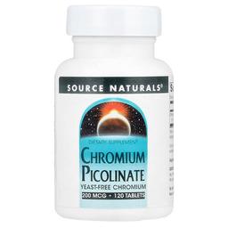 소스 네츄럴 Source Naturals, 피콜린산크로뮴, 200mcg, 120정