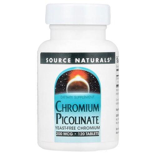 소스 네츄럴 Source Naturals, 피콜린산크로뮴, 200mcg, 120정