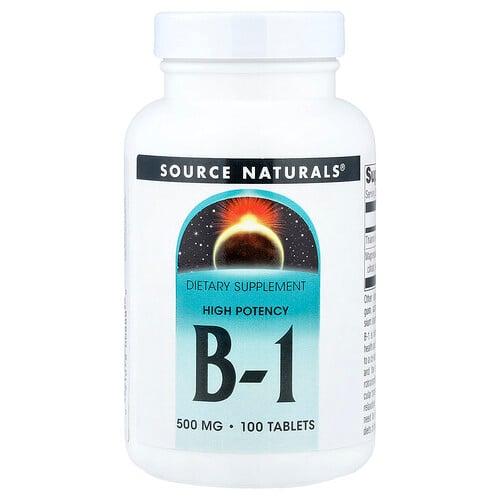 소스 네츄럴 Source Naturals, 비타민B1, 고효능, 500mg, 100정