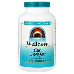 소스 네츄럴 Source Naturals, Wellness Zinc Lozenges™, 복숭아-라즈베리 맛, 사탕 정제 120정
