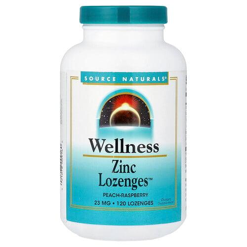 소스 네츄럴 Source Naturals, Wellness Zinc Lozenges™, 복숭아-라즈베리 맛, 사탕 정제 120정