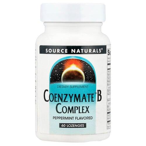 소스 네츄럴 Source Naturals, Coenzymated™ B 복합체, 페퍼민트, 사탕 정제 60정