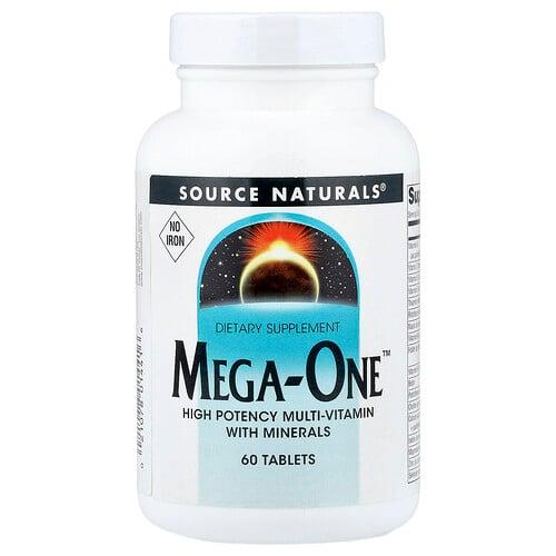 소스 네츄럴 Source Naturals, Mega-One™, 철분 무함유, 60정