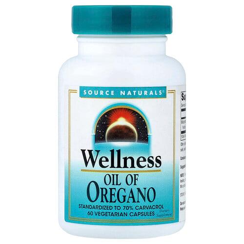 소스 네츄럴 Source Naturals, Wellness, 오레가노 오일, 베지 캡슐 60정(캡슐 1정당 45mg)