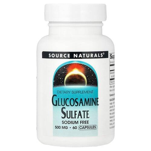 소스 네츄럴 Source Naturals, 글루코사민 황산염, 나트륨 무함유, 500mg, 캡슐 60정