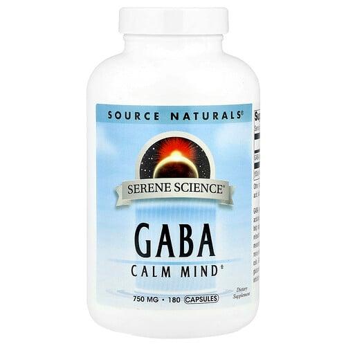 소스 네츄럴 Source Naturals, Serene Science®, GABA, 750mg, 캡슐 180정