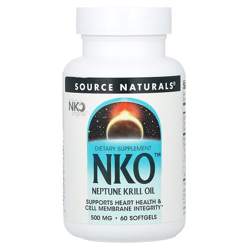 소스 네츄럴 Source Naturals, NKO™, 넵튠 크릴 오일, 500mg, 소프트젤 60정