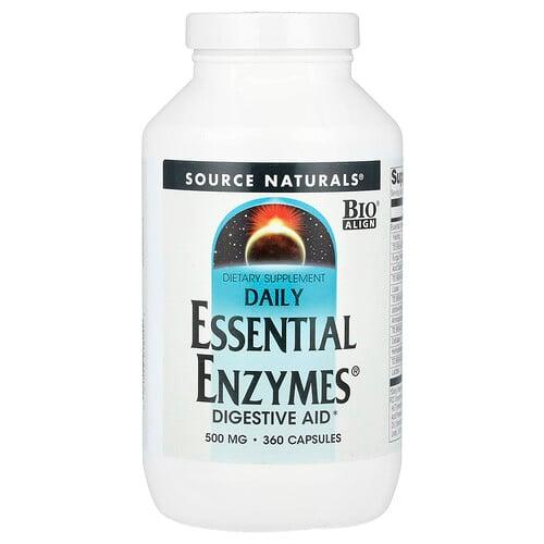 소스 네츄럴 Source Naturals, Daily Essential Enzymes®, 500mg, 캡슐 360정