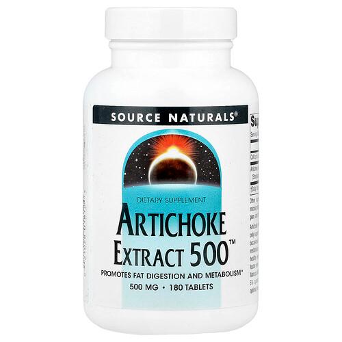 소스 네츄럴 Source Naturals, 아티초크 Extract 500™, 180정