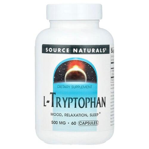 소스 네츄럴 Source Naturals, L-트립토판, 500mg, 캡슐 60정