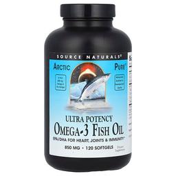 소스 네츄럴 Source Naturals, Arctic Pure® 오메가3 피쉬 오일, 울트라 효능, 850mg, 소프트젤 120정