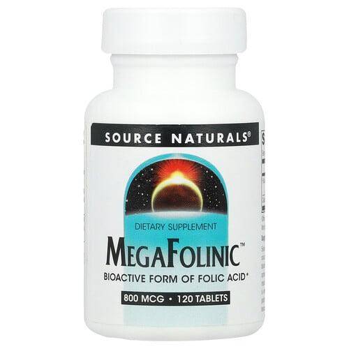 소스 네츄럴 Source Naturals, MegaFolinic™, 800mcg, 120정