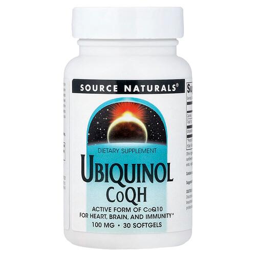 소스 네츄럴 Source Naturals, 유비퀴놀 CoQH, 100 mg, 30 캡슐 상품 이미지