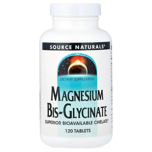 소스 네츄럴 Source Naturals, 마그네슘 비스-글리시네이트, 120정 상품 이미지