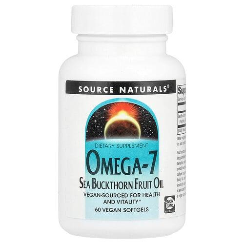 소스 네츄럴 Source Naturals, 오메가7, 산자나무 열매오일, 베지 소프트젤 60정